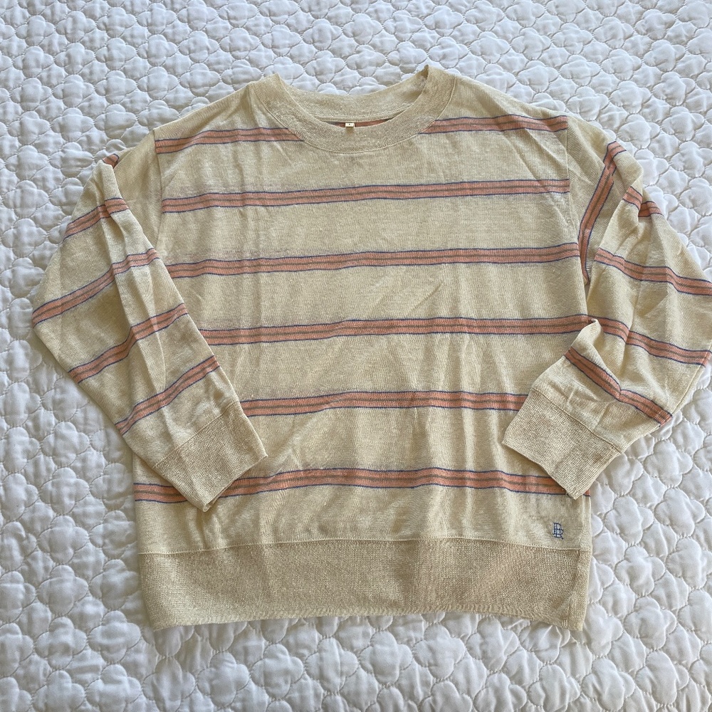 Bellerose Cream Sweater with Pink and Blue Stripe